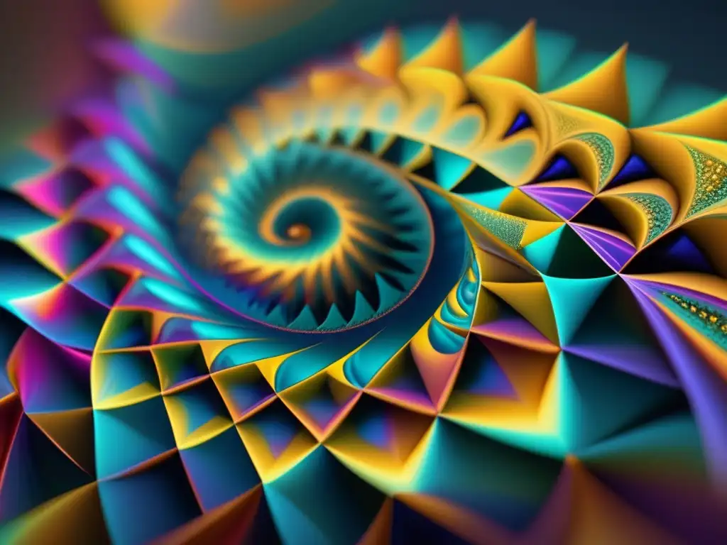 Una imagen asombrosa en 8k de un fractal matemático vibrante, mostrando patrones y colores intrincados