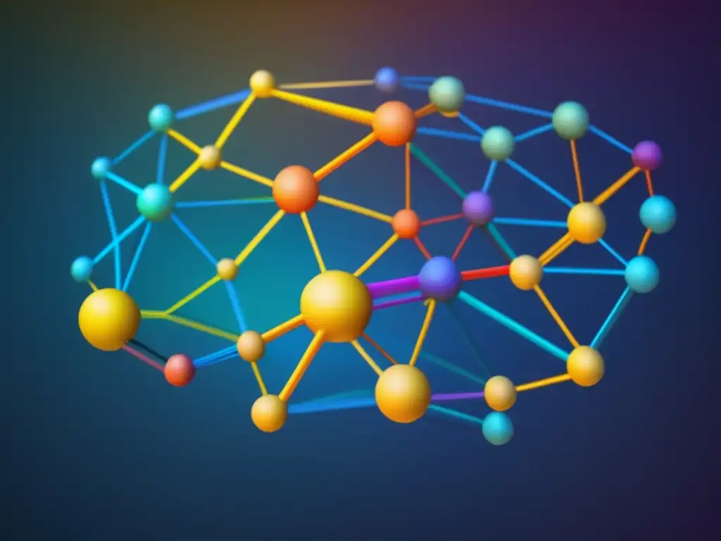 Una imagen cautivadora de una red compleja de nodos y líneas interconectados, representando la naturaleza intrincada de la combinatoria matemática