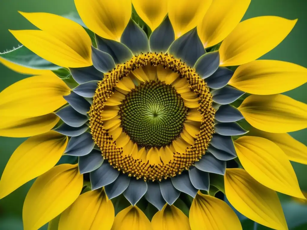 Una imagen de 8k detallada muestra la cautivadora simetría de una flor de girasol