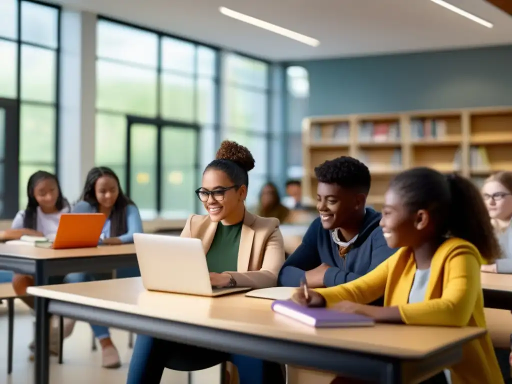 Una imagen en 8k muestra estudiantes diversos en una sesión especializada de tutoría