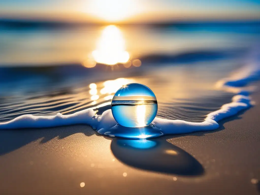 Una imagen fascinante en 8k muestra un sereno océano azul con agua cristalina que acaricia suavemente una playa de arena blanca