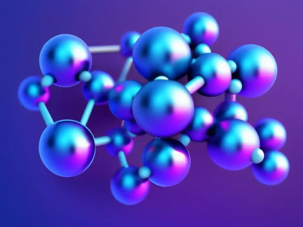 Una imagen moderna y vibrante que muestra la estructura molecular simplificada de un compuesto orgánico complejo