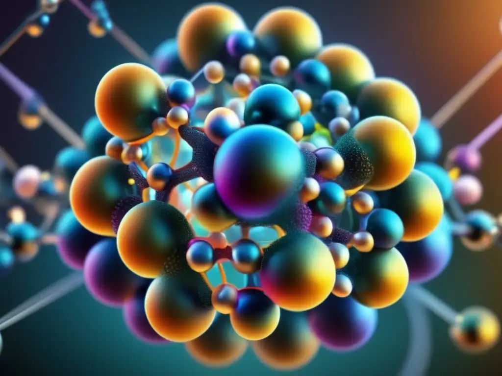 Una imagen 8k ultradetallada y cautivadora muestra una estructura molecular compleja