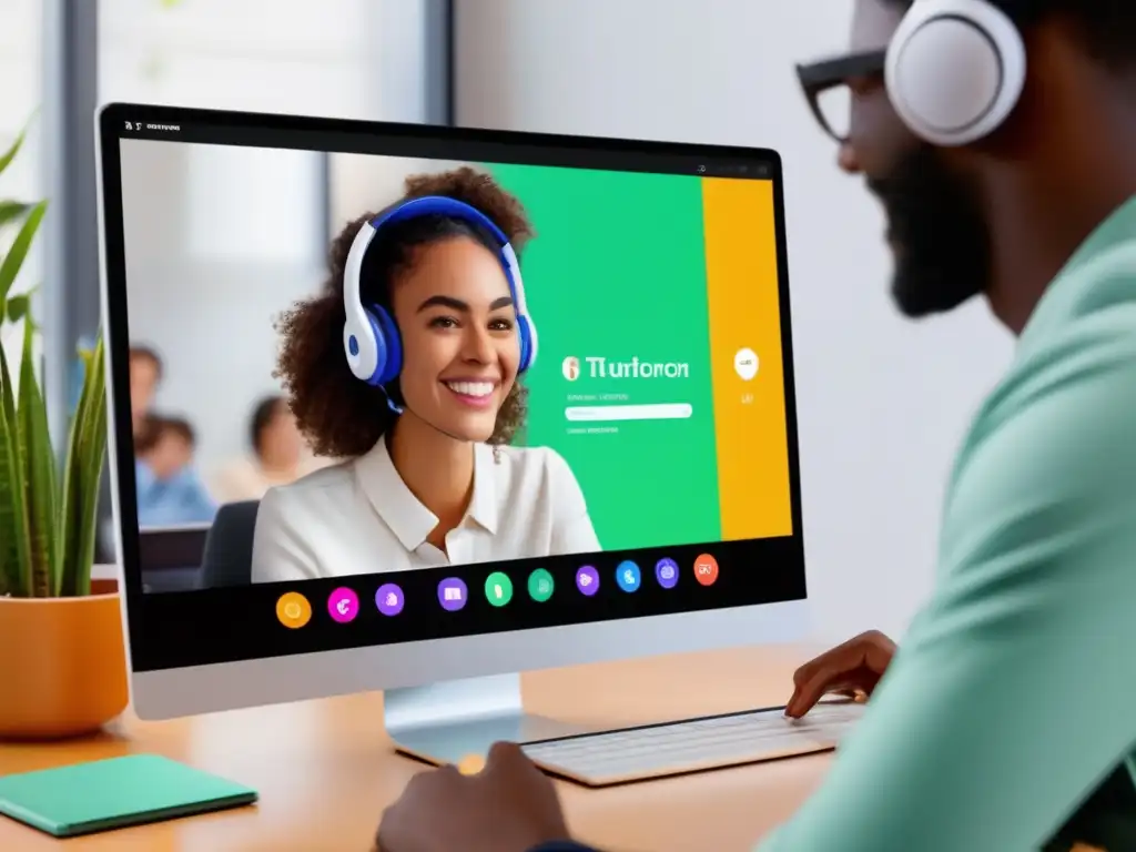 Plataforma de tutoría en línea: conecta, aprende y triunfa Una imagen ultradetallada en 8k muestra una plataforma moderna y elegante de tutorías online personalizadas