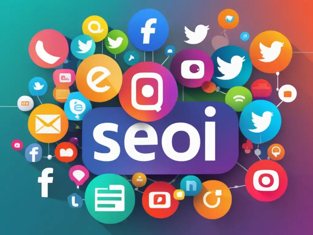 Una imagen vibrante y cautivadora que muestra la integración de estrategias de SEO en redes sociales