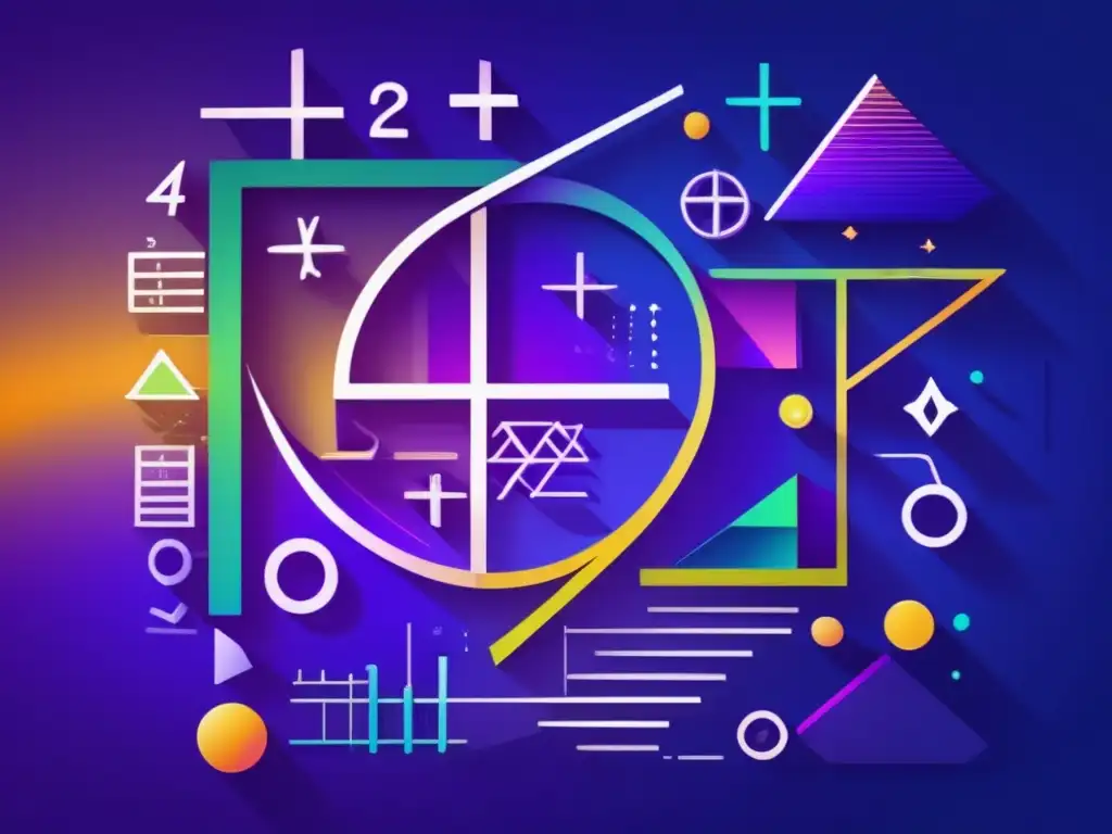 Una imagen vibrante y cautivadora que muestra un patrón geométrico con símbolos y ecuaciones matemáticas