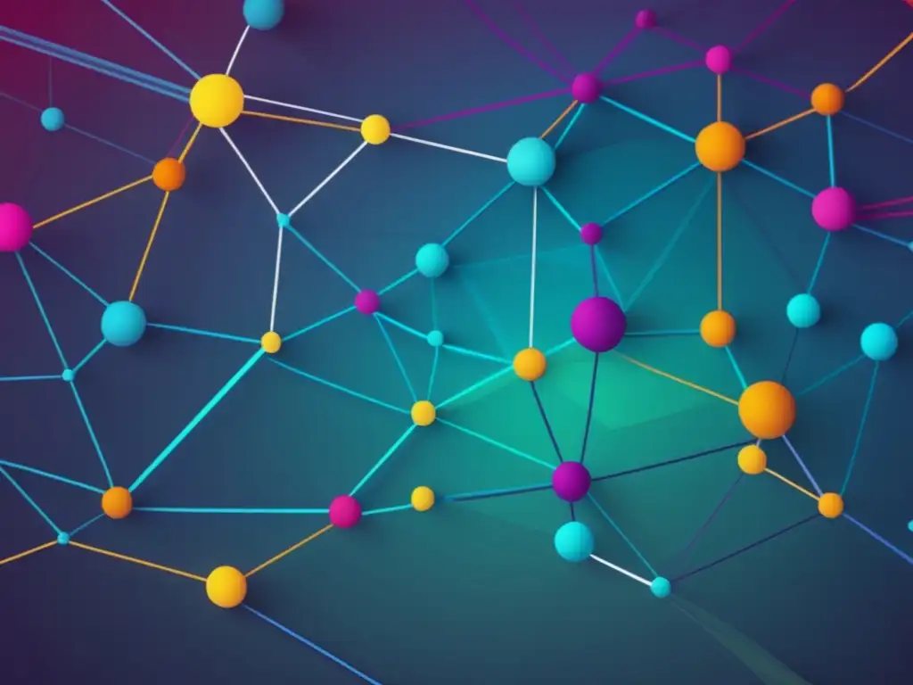 Una imagen vibrante y dinámica de una red interconectada, representando conceptos matemáticos discretos