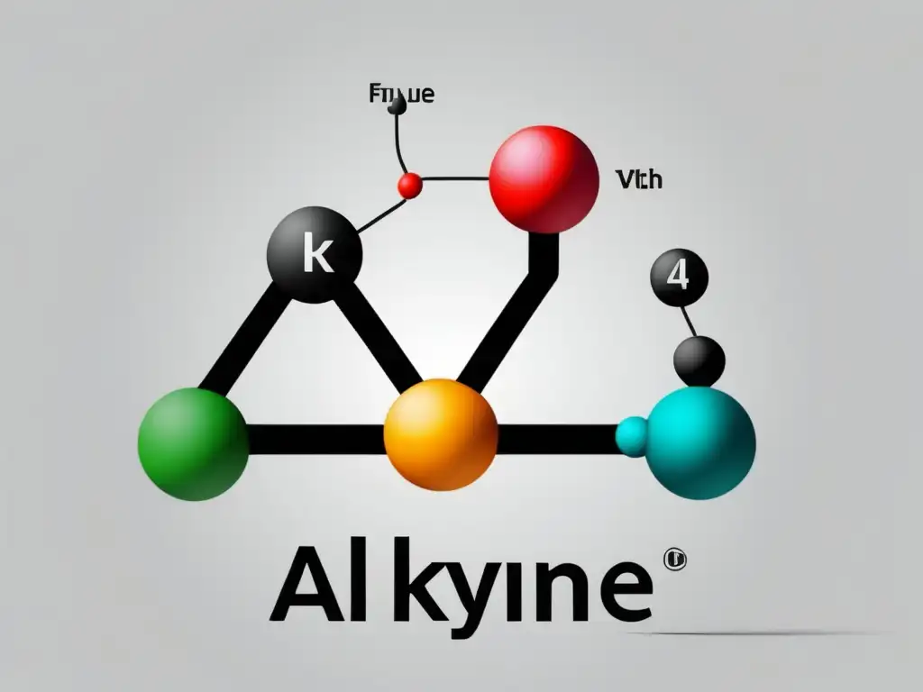 Una imagen vibrante y llamativa que muestra la fórmula estructural de un alquino, específicamente el etino o acetileno