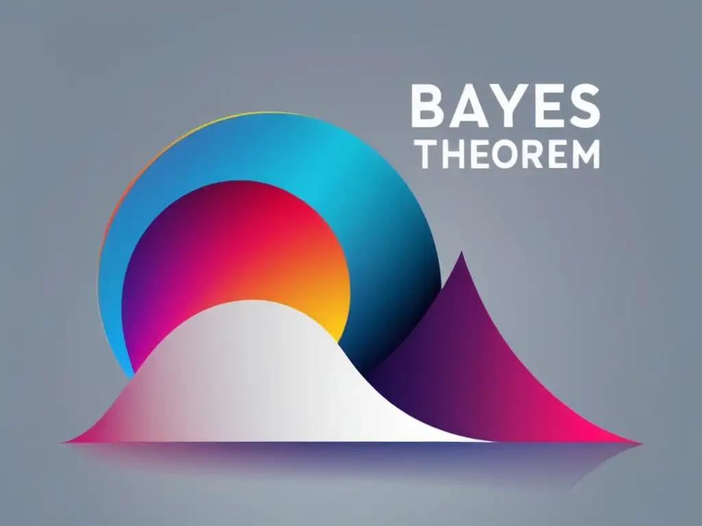 Una imagen vibrante y moderna que muestra una curva de distribución estadística con la fórmula icónica del teorema de Bayes