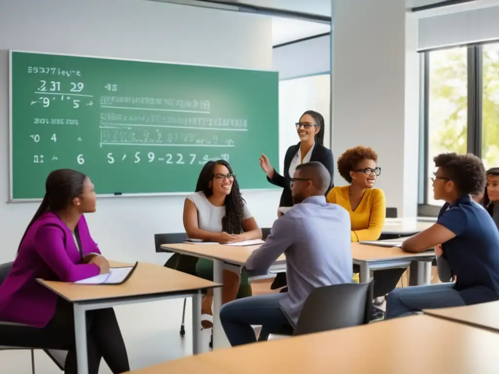 Una imagen vibrante y moderna que muestra a estudiantes diversos participando en una sesión de tutoría especializada sobre números figurados