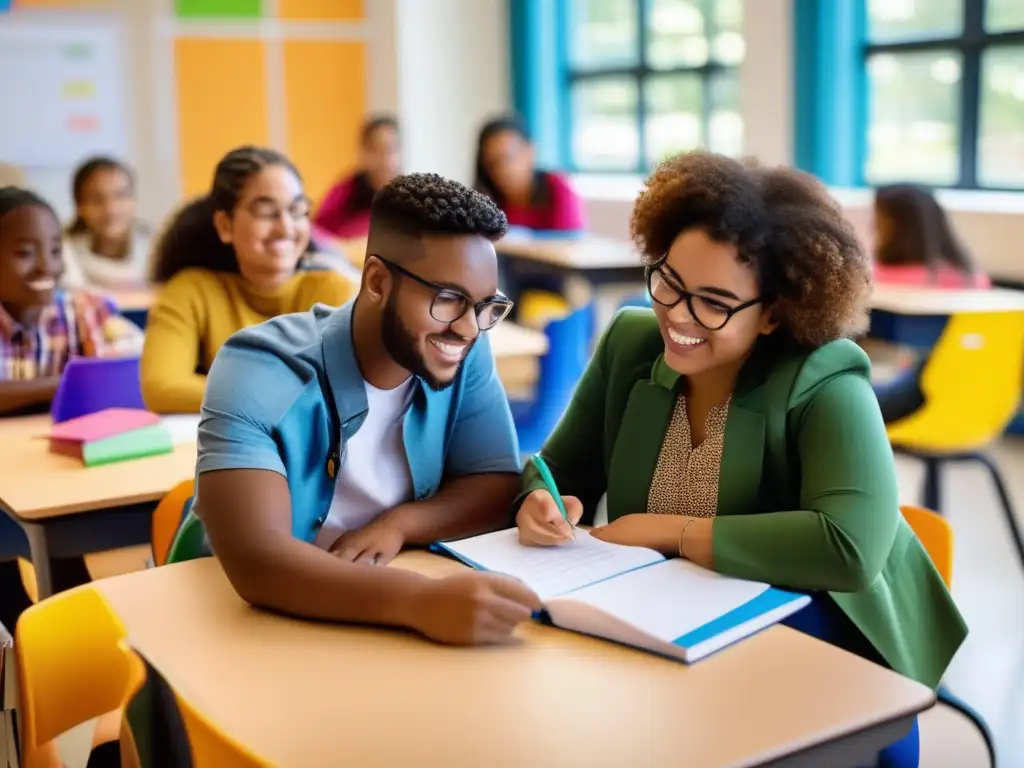 Una imagen vibrante y moderna de estudiantes diversos participando en tutorías personalizadas