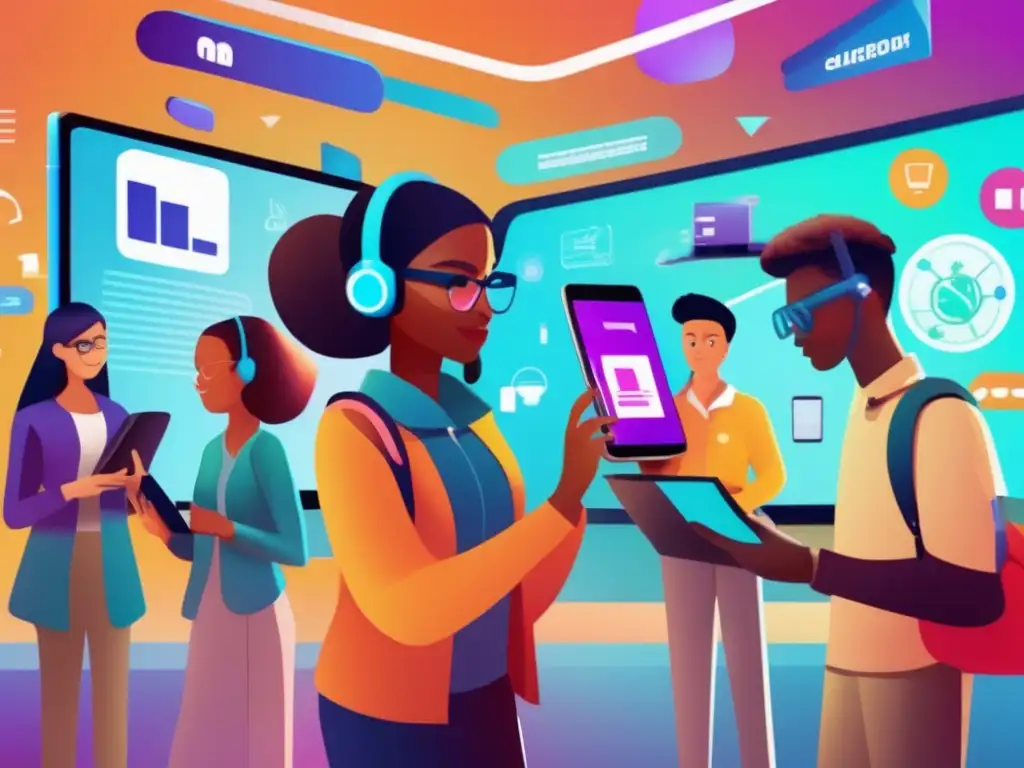 Una imagen vibrante y moderna que muestra el impacto del MLearning en la educación