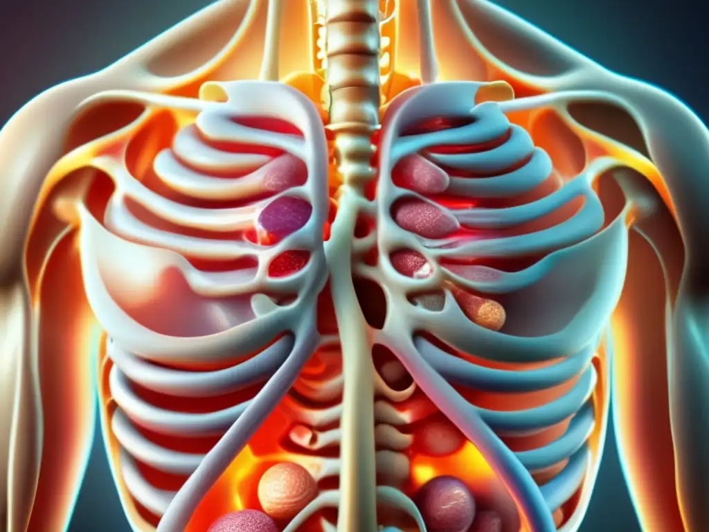 Un impactante retrato detallado muestra el cuerpo humano con órganos afectados por la falta de proteínas