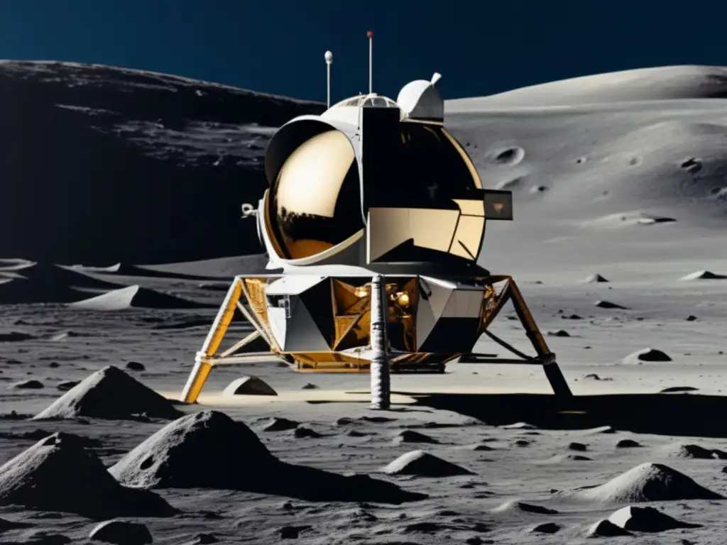 Un impactante retrato en alta resolución de la icónica nave espacial Apolo 11 en la superficie lunar, con la Tierra de fondo