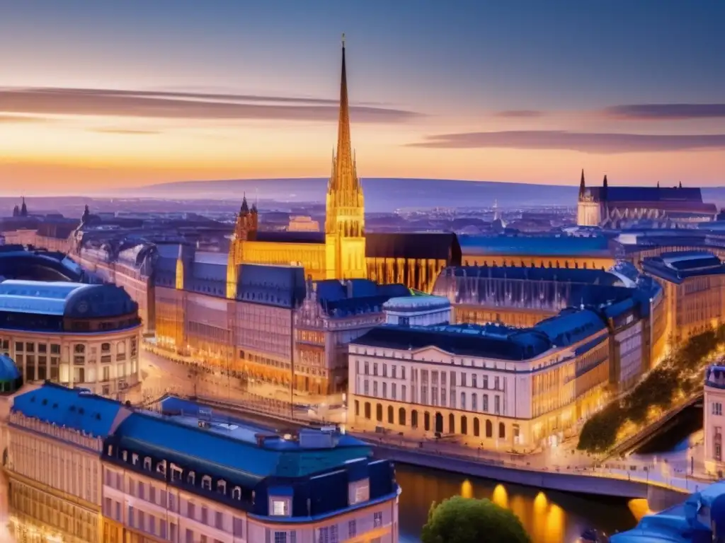 Un impresionante atardecer en una ciudad europea, destaca el Premio Nobel de Literatura, evocando la influencia cultural en Europa