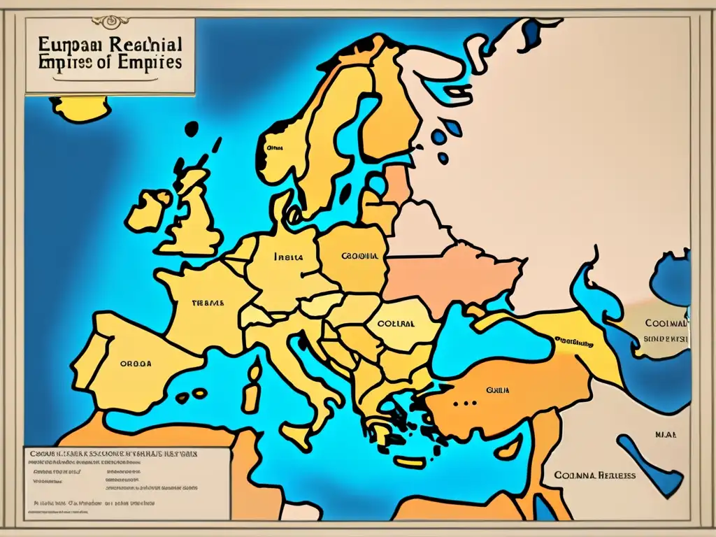 Un impresionante mapa detallado muestra el alcance global de los imperios coloniales europeos, resaltando el impacto de la expansión colonial