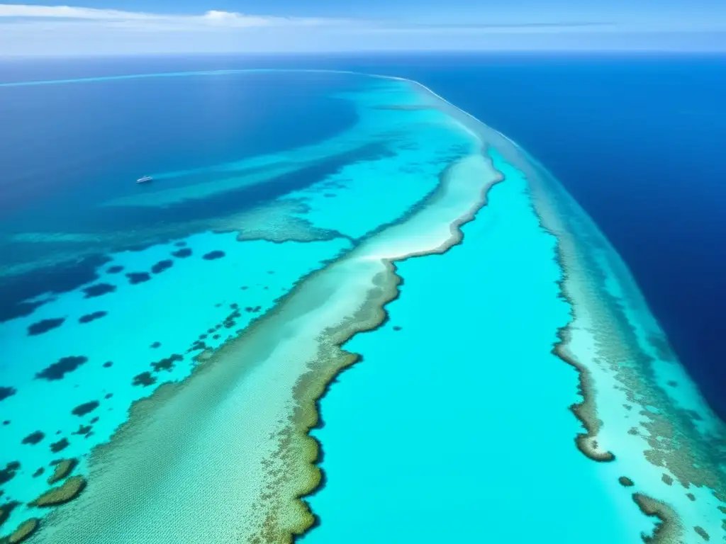 Un impresionante paisaje marino con aguas turquesas cristalinas, un arrecife de coral vibrante y diversa vida marina