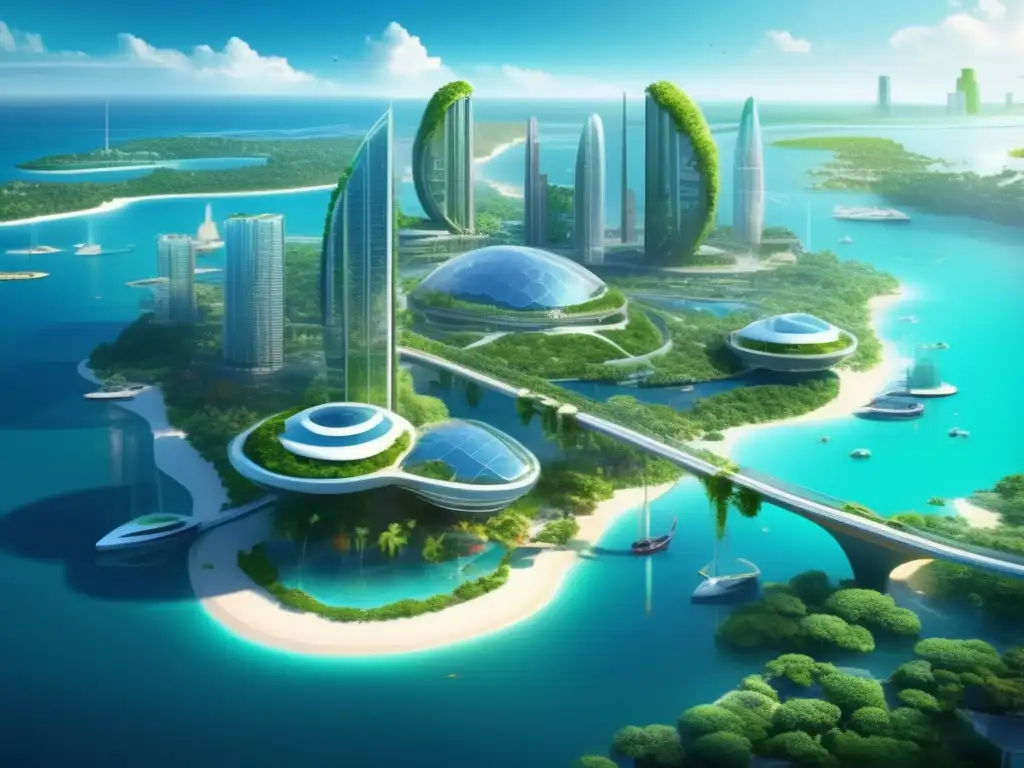 En 'La Isla Misteriosa', la utopía se materializa en una ciudad futurista autosuficiente, rodeada de naturaleza exuberante y energía sostenible