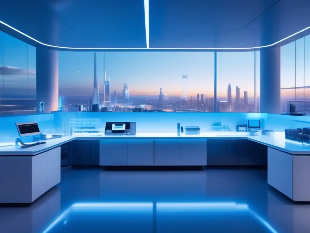 Un laboratorio futurista de última generación en un entorno minimalista