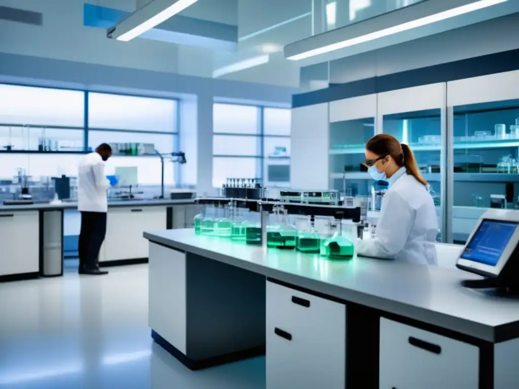 Un laboratorio moderno y detallado con equipos tecnológicos de última generación