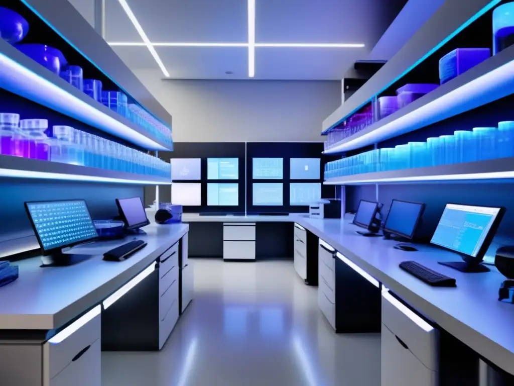 Un laboratorio de vanguardia: tecnología e innovación en imágenes 8k Un laboratorio moderno de Química Orgánica, con equipos de última generación para el modelado de moléculas