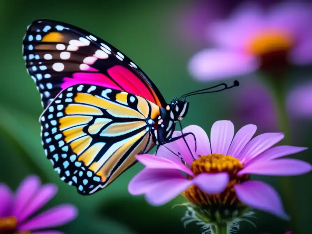 Una maravillosa imagen en ultra alta definición que muestra un vibrante mariposa posada en una delicada flor