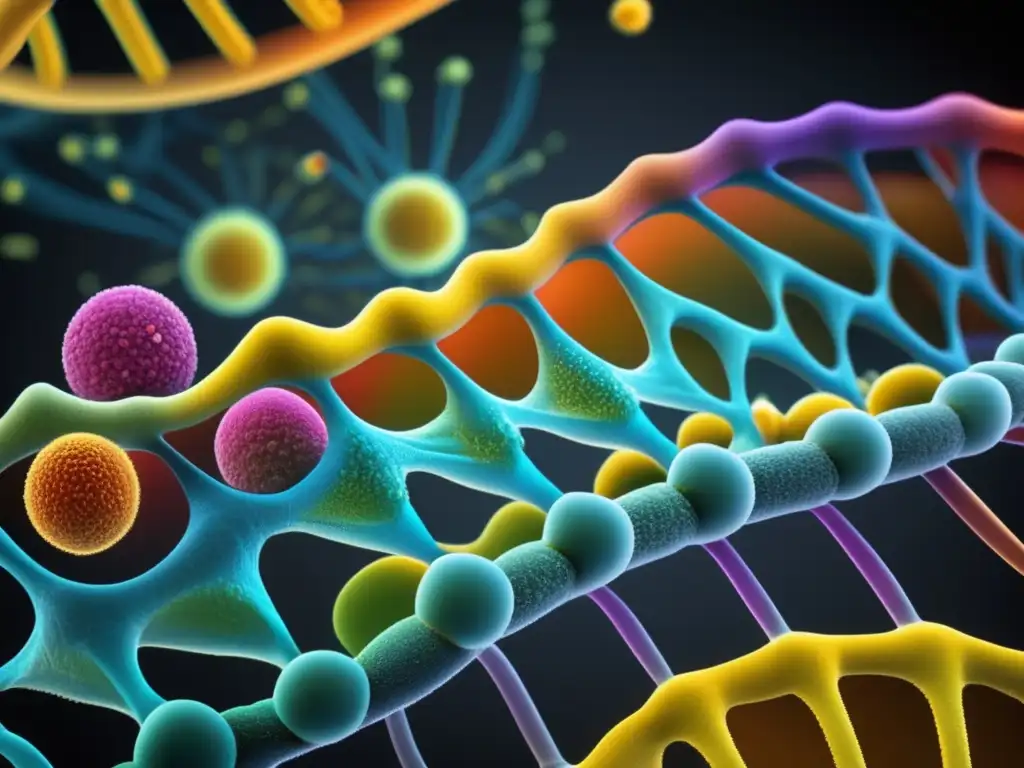 Una micrografía electrónica de alta resolución muestra la compleja maquinaria molecular implicada en la reparación del ADN