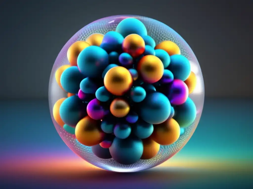 Un modelo molecular en 3D de un compuesto complejo, con colores vibrantes y diseño moderno