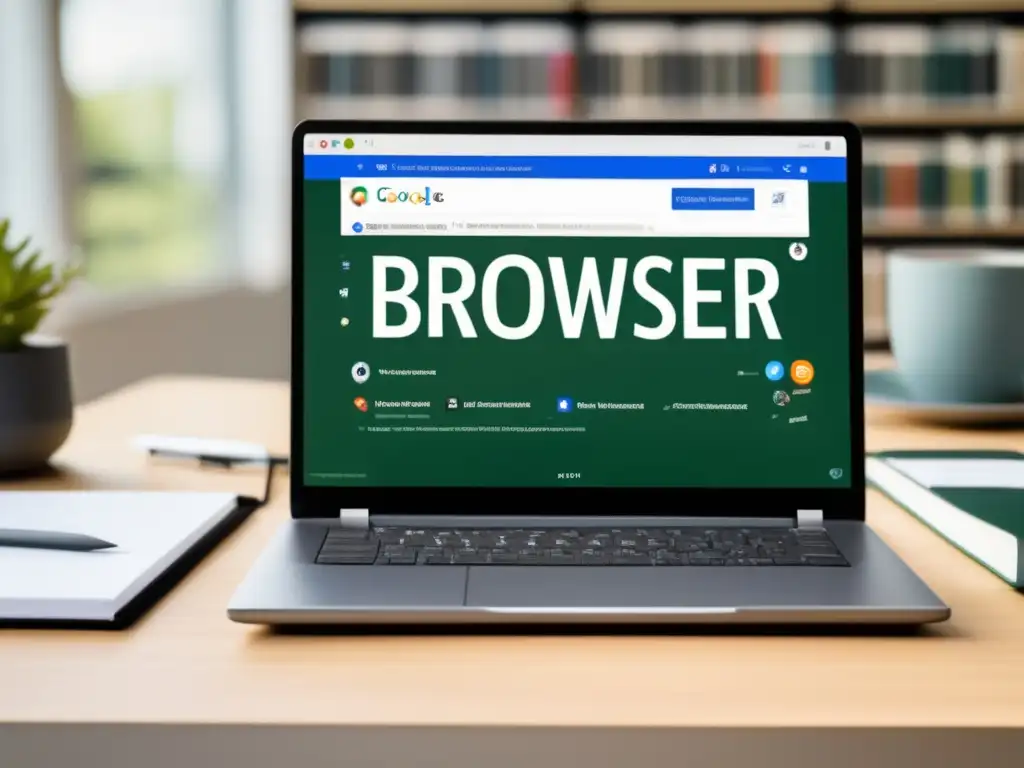Un moderno portátil abierto muestra extensiones de navegador esenciales para estudiantes