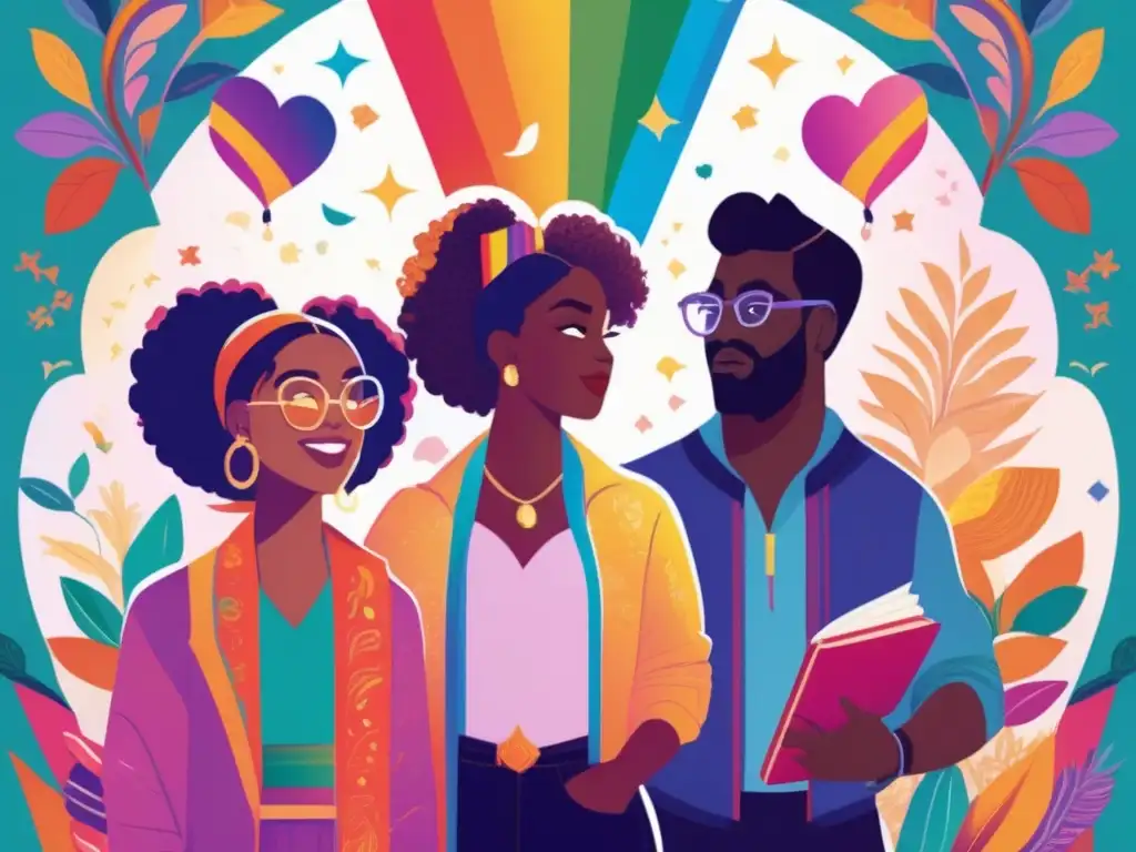 Un mundo literario inclusivo y vibrante con personajes LGBTQ+ que representa la importancia de la visibilidad en la literatura queer