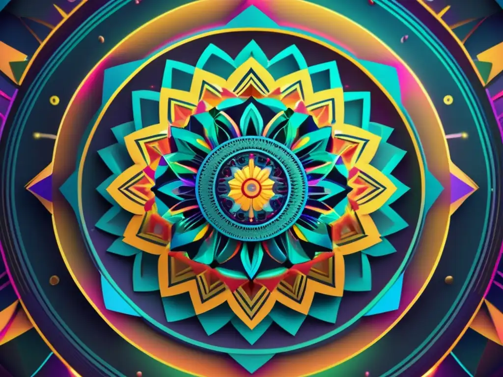 Una obra maestra de la geometría: un mandala colorido y vibrante que fusiona arte y trigonometría