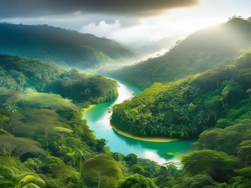 Un paisaje cautivador de una exuberante y prístina selva tropical