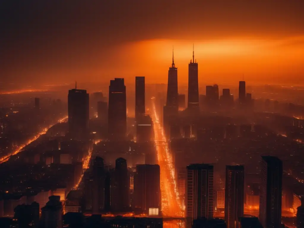 Un paisaje urbano en 8k, envuelto en una densa capa de smog