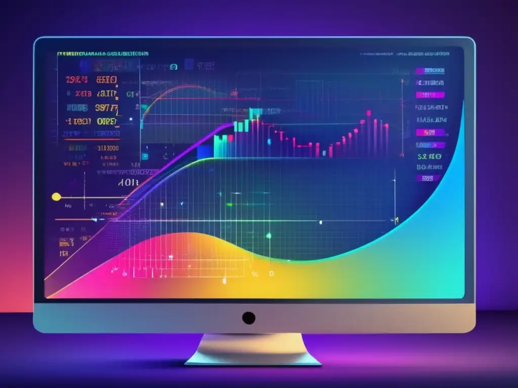 Una pantalla de computadora moderna muestra ecuaciones matemáticas complejas y algoritmos en colores vibrantes