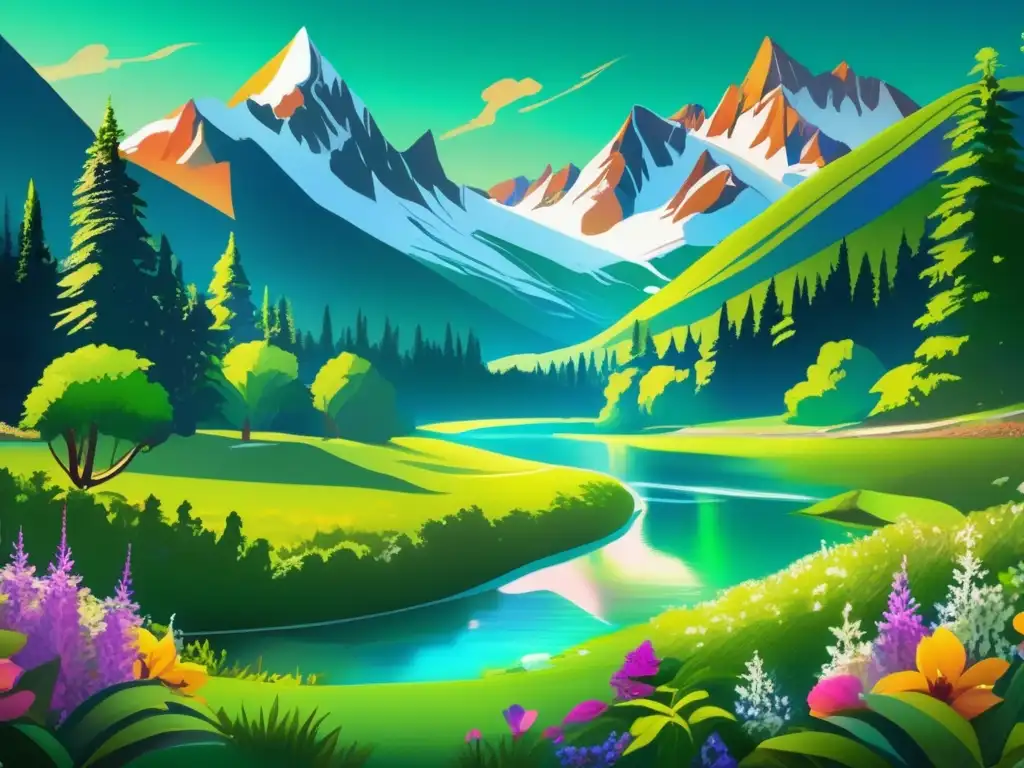Un paraíso natural se despliega ante tus ojos: un bosque exuberante, un río cristalino y montañas majestuosas