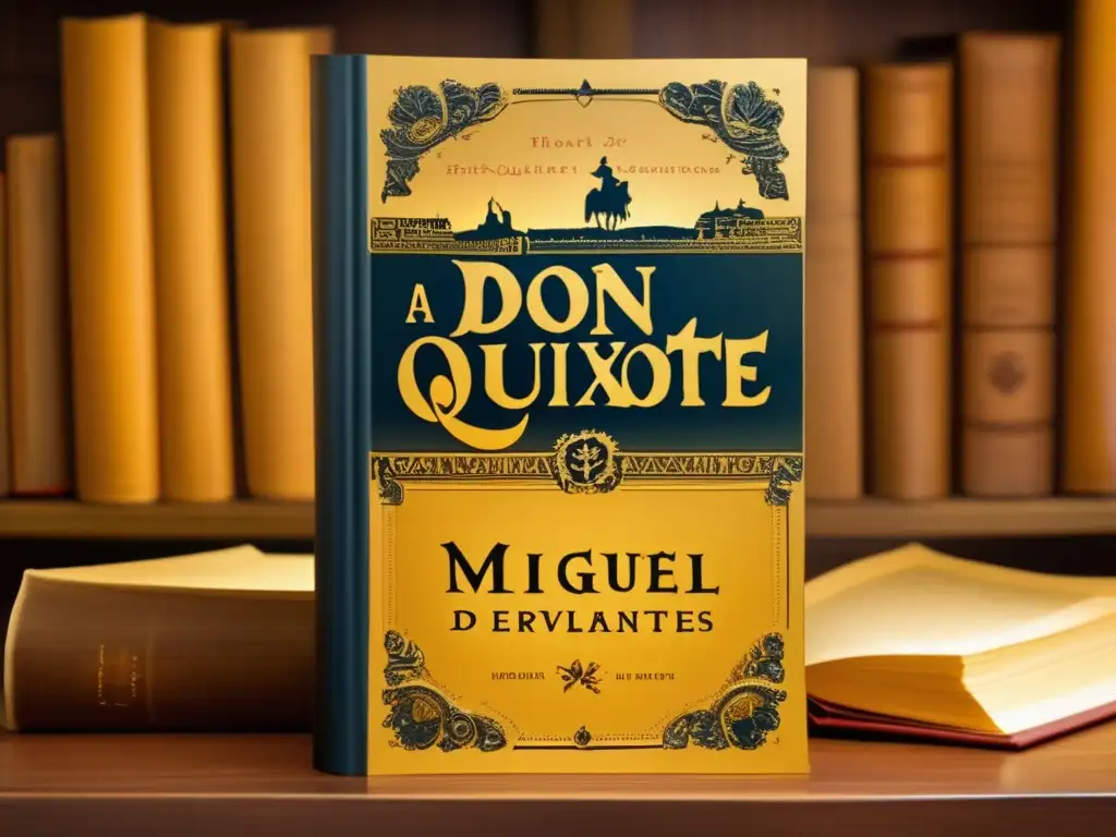 Una primera edición de 'Don Quijote' de Miguel de Cervantes, con detalles intrincados, páginas amarillentas y tipografía elegante