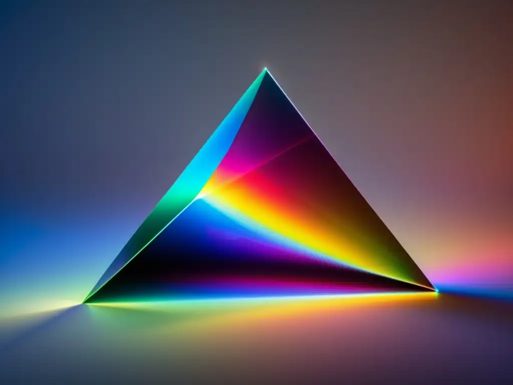 Un prisma divide la luz en colores espectrales, con efecto visual impactante