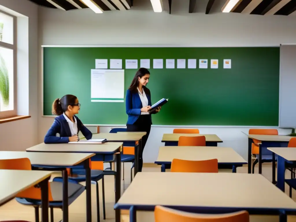 Un profesor y un alumno participan en una sesión tutorial, creando un ambiente cómodo y contemporáneo