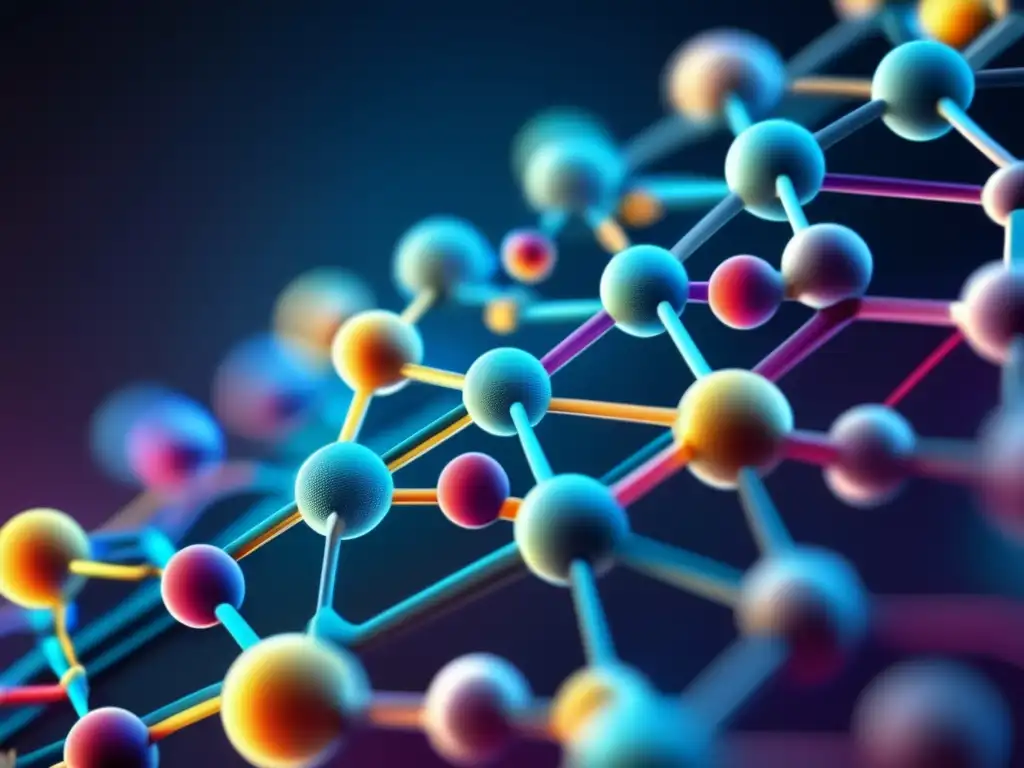 Una representación detallada de la estructura de una molécula de proteína, destacando su compleja disposición de aminoácidos y sus interacciones