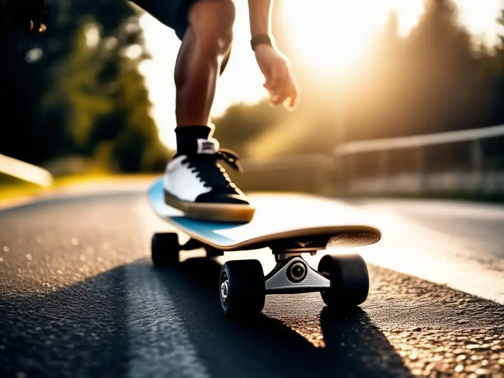 Un skateboarder realiza un powerslide en el asfalto rugoso, generando fricción objetos en movimiento