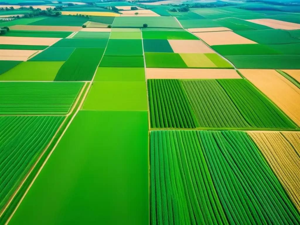 Un vasto campo verde de cultivos se extiende hasta donde alcanza la vista