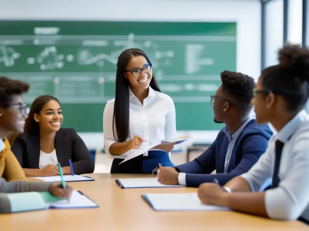 Una vibrante imagen moderna de estudiantes diversos en una sesión de tutoría de biología